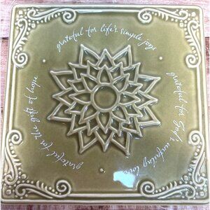 DaySpring Ever Grateful Collection Ceramic Trivet Olive Green Inspirational